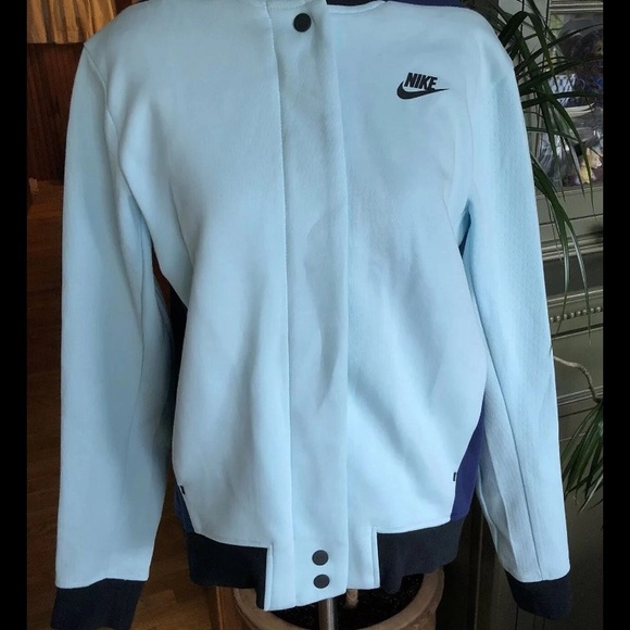 NIKE Track Jacket Full Zip Pale Aqua Front & Navy Blue Back NWOT Vented Small - Picture 5 of 5